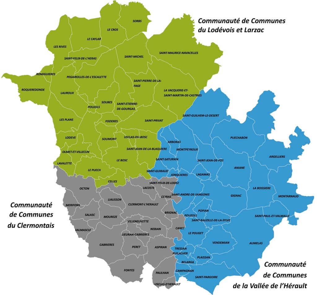 carte du pays Coeur d'Hérault