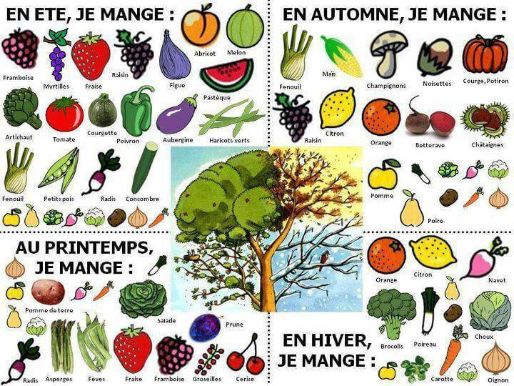 Calendrier de saison des fruits et légumes